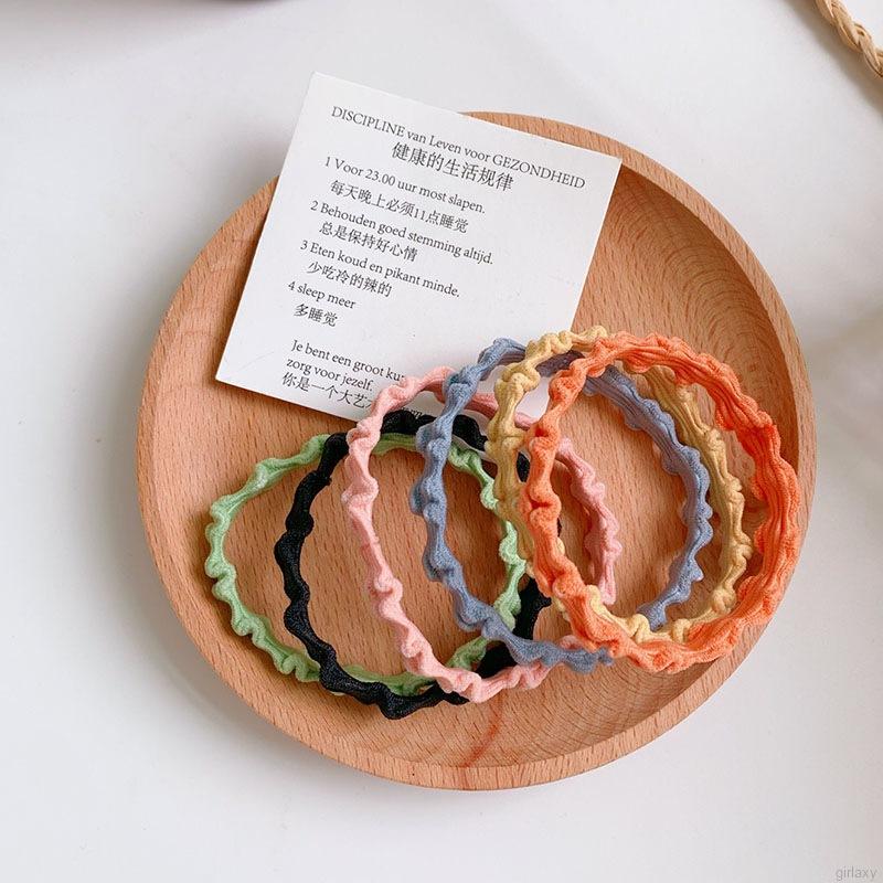 Dây Buộc Tóc Gợn Sóng Co Giãn Màu Kẹo Ngọt Phong Cách Hàn Quốc