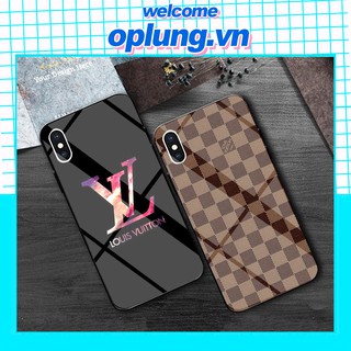 ỐP IPHONE - ỐP KÍNH - LV Nâu dành cho tất cả dòng iphone k155