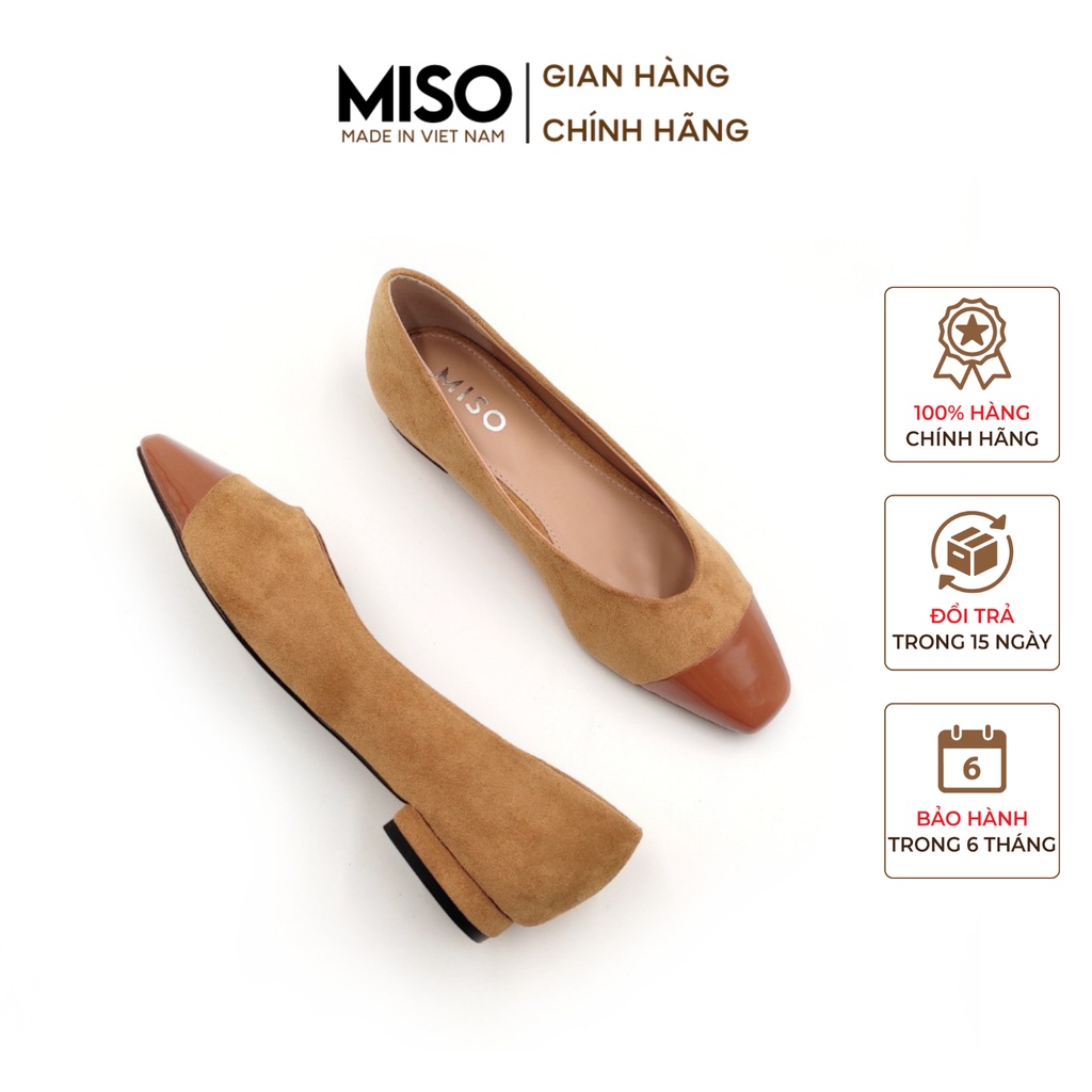 Giày búp bê nữ basic mũi vuông phối màu cao 2cm Miso M1019 thumbnail