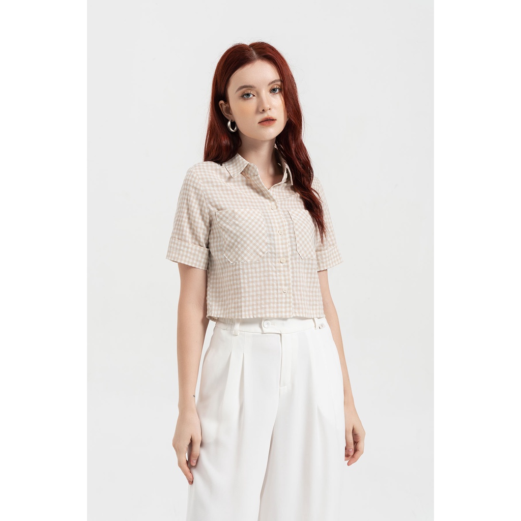 Áo croptop cổ bẻ VIENNE TRAN V61H20H009 (Nhiều màu)