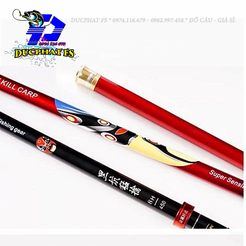 Cần câu tay cao cấp Quỷ vương 8H chất liệu carbon hoa văn sắc nét