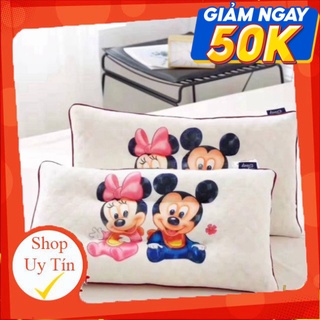 GỐI CAO SU HOẠT HÌNH DISNEP 100% bọt cao su thấm hút mồ hôi tốt | gối cao su non cho bé