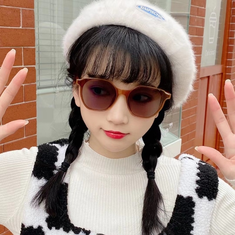 Kính Mát Chống Tia UV Màu Vàng Trong Suốt Phong Cách Retro Thời Trang Cho Nữ
