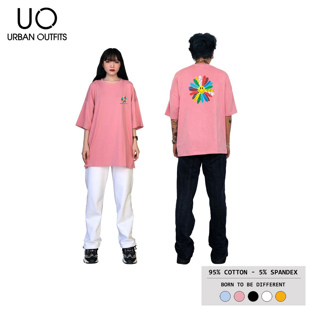 Áo Thun Tay Lỡ Nữ Nam Form Rộng URBAN OUTFITS In Hoa Cúc Màu ATO05 Cotton 4 Chiều Local Brand