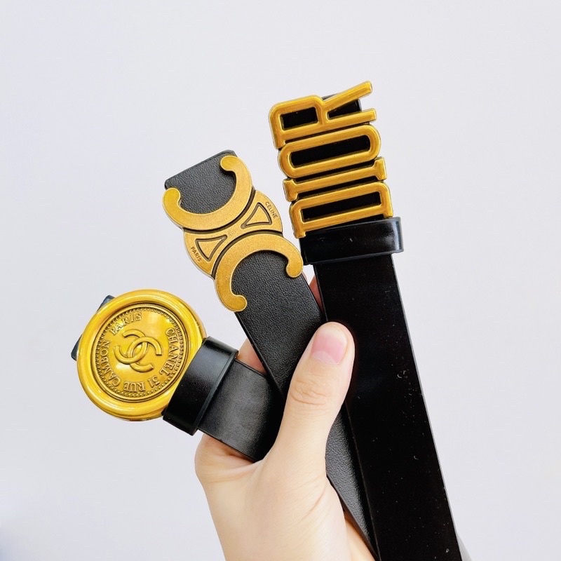 Thắt lưng nữ - dây nịt nữ - dây lưng chữ x celine màu vàng đồng