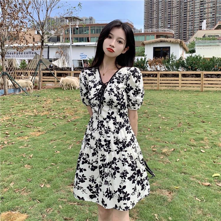 đầm bigsize nữ đầm tay phồng váy đi biển đầm nữ váy hoa nhí vintage váy tiểu thư sang chảnh đầm đi tiệc váy cổ v váy đi chơiváy đi chơi