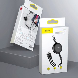 Cáp sạc dây rút baseus little octopus lv391 tích hợp 3 đầu type c / micro usb/ lightning 3.5a 1.2m - chính hãng