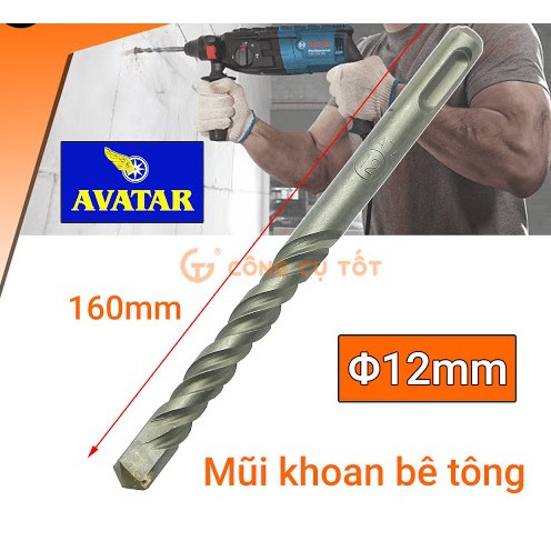 mũi khoan bê tông xuyên tường AVATAR các cỡ 10,12,14,16,18,20,22,25