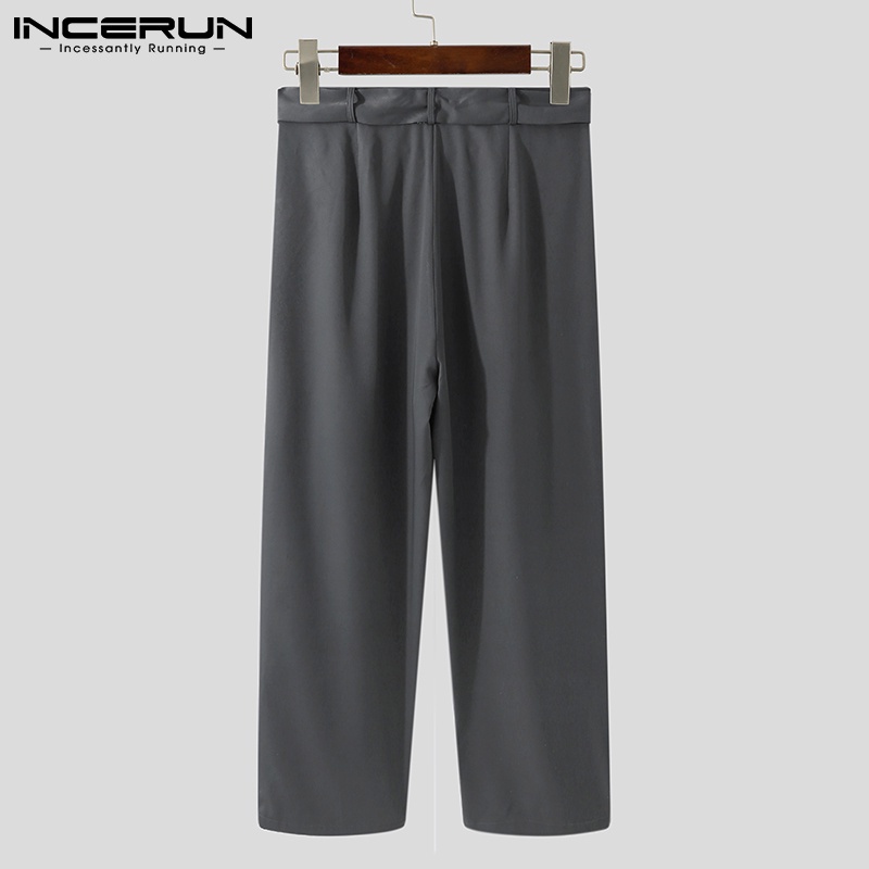 Quần dài INCERUN mềm thẳng màu đơn sắc thời trang đơn giản cho nam
