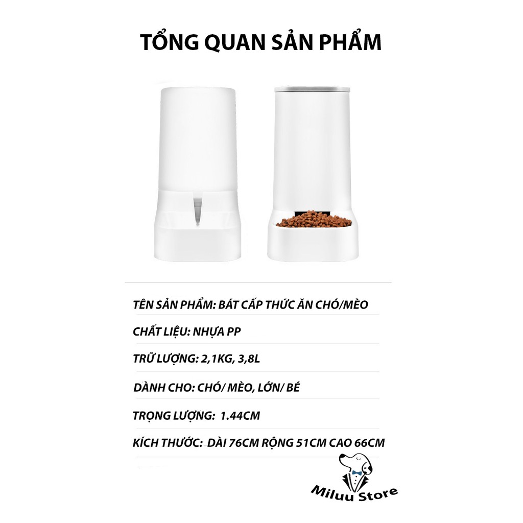 [BÁT ĂN CHÓ MÈO] tự động bổ sung thức ăn, bát ăn chó mèo dung tích lớn, nguyên bộ hoặc từng món