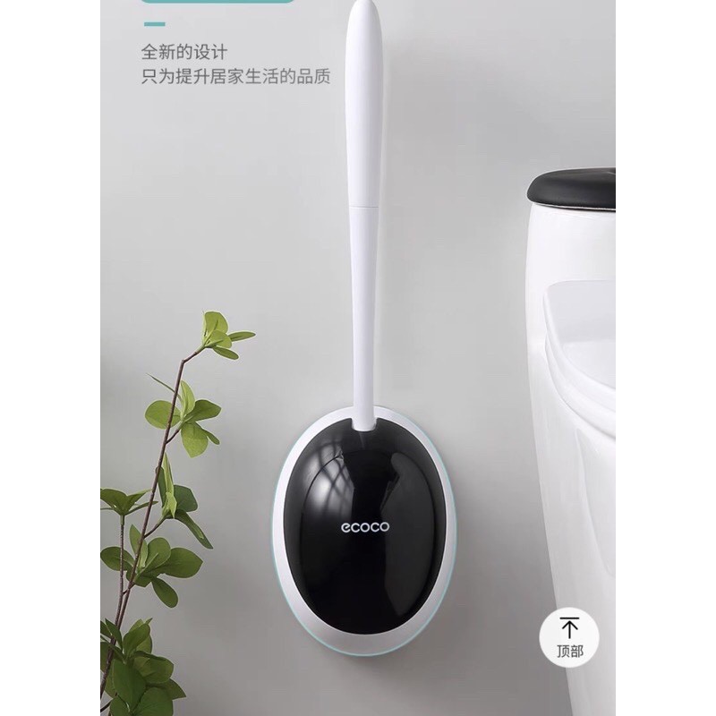 chổi cọ toilet dán tường eococo có hộp đựng đầu, silicon TH