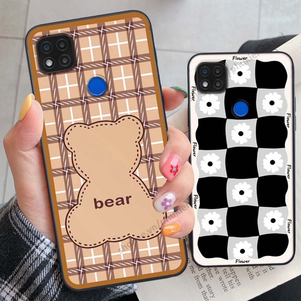 Ốp lưng Xiaomi Redmi 9C ốp điện thoại LineBear, bé tóc xù, hoa siêu đẹp