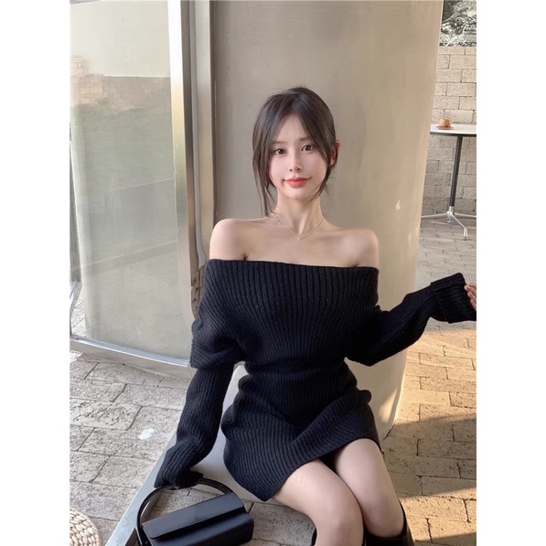 VÁY LEN BODY ĐẦM LEN BODY DÀI TAY TRỄ VAI