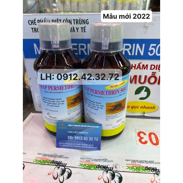 Thuốc diệt muỗi MAP PERMETHRIN 50EC (chai 1 lít)_Chế phẩm diệt muỗi trong gia dụng và y tế_ Sản phẩm của Anh Quốc