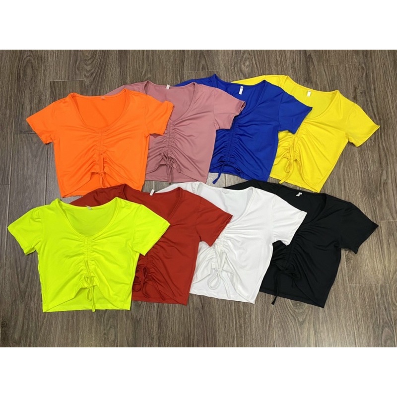 ÁO CROPTOP CỘC TAY RÚT DÂY TẬP GYM, AEROBIC NHẢY ZUMBA, TẬP YOGA , DÂN VŨ ĐỒNG PHỤC ĐỘI NHÓM NỮ