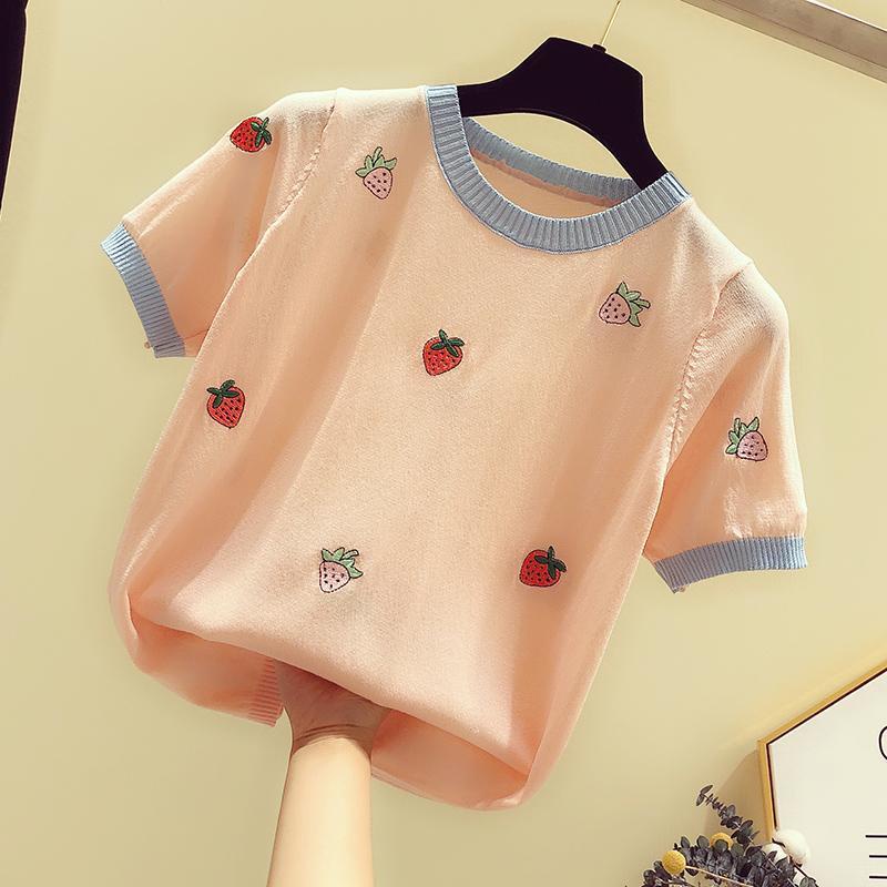 One-piece / suit summer ice silk short-sleeved T-shirt women's thin top ins tide 2022 high-waisted micro jeans