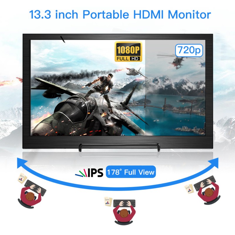Màn hình chơi game 13.3inch 1080P HDR IPS tương thích với PS3 PS4 | BigBuy360 - bigbuy360.vn
