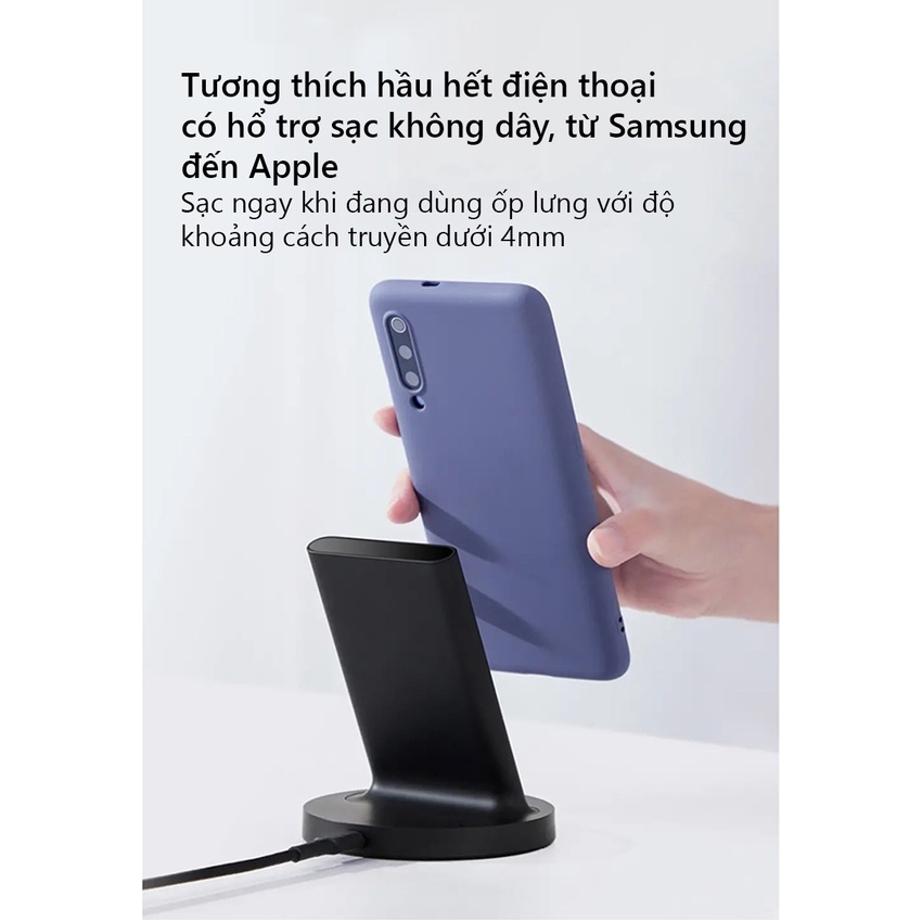 Đế Sạc Nhanh Không Dây Xiaomi 20W WPC02ZM - Sạc Siêu Nhanh, Chuẩn Qi Siêu Sn Toàn, Tương Thích Nhiều Thiết Bị