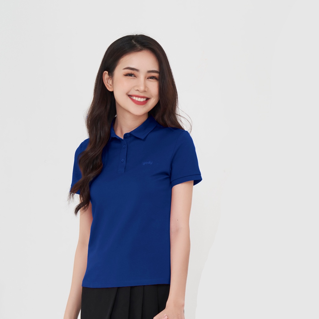 Áo polo nữ YODY phông tay ngắn, cổ bẻ chất vải mắt chim co dãn 4 chiều, xuất xịn, chuẩn phom công sở APN5434