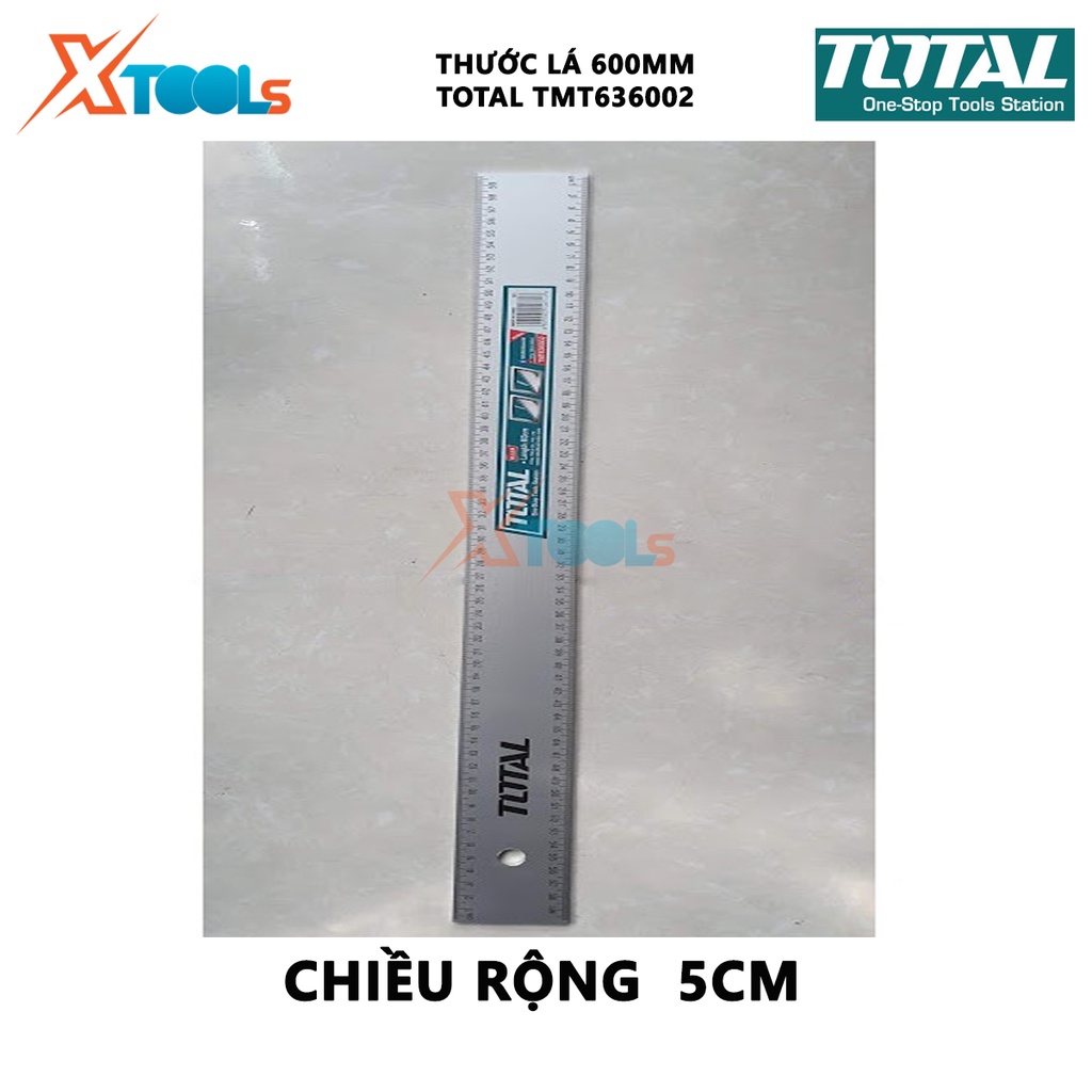 Thước đo TOTAL TMT636002 | Thước lá Chiều dài 60cm, Chiều rộng 5cm, Chất liệu nhôm anodized, Tỷ lệ chính xác 0,7mm/m, đo