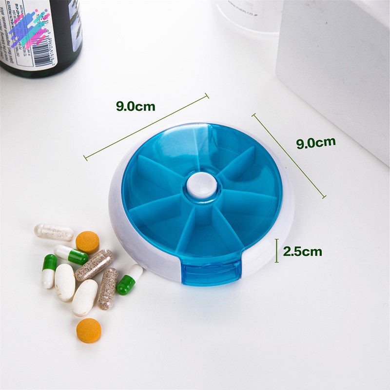 ✅COD❤✨ Pill Storage Box Medicine Case 7 Day Organizer Round Shape Portable For Travel