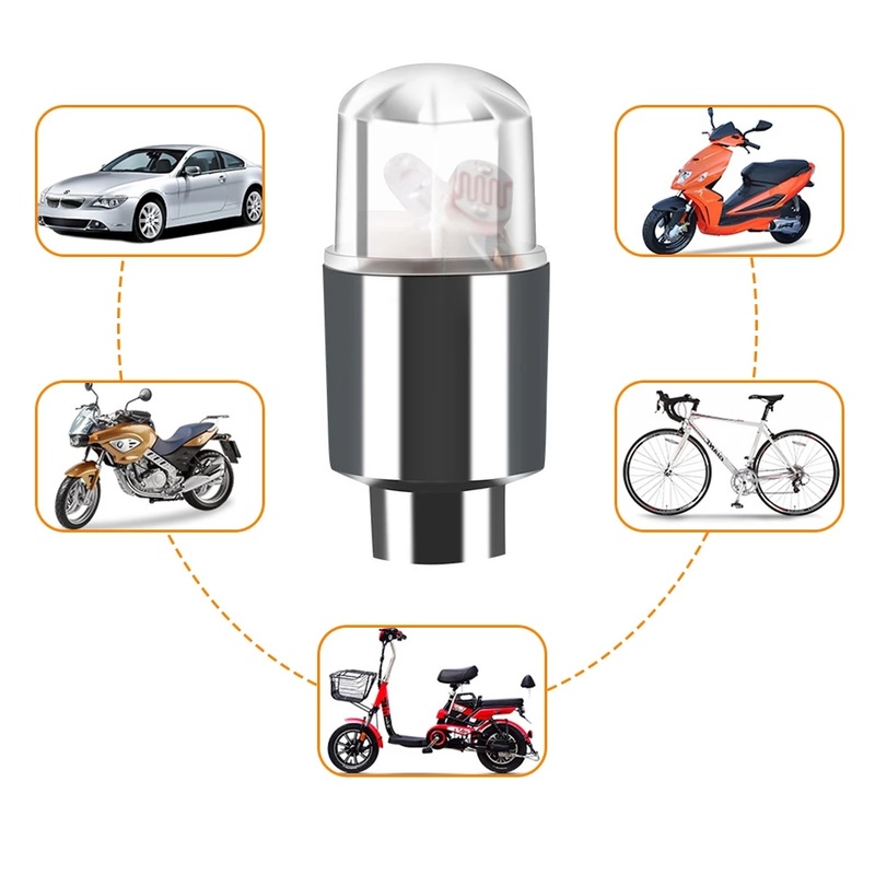 Đèn LED gắn van bánh xe chống thấm nước trang trí cho xe đạp xe máy
