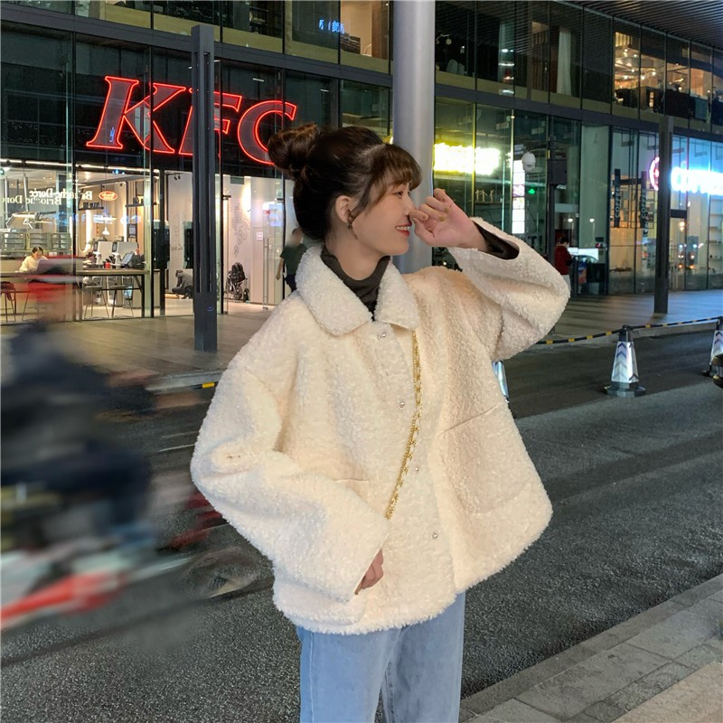 Áo Khoác Nhung Lông Cừu Dáng Rộng Phong Cách Thời Trang Hàn Quốc Cho Nữ | BigBuy360 - bigbuy360.vn