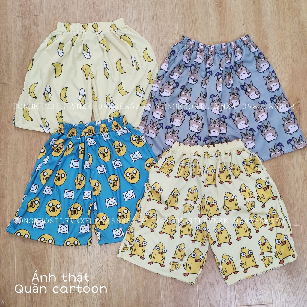 QUẦN SHORT CARTOON nam nữ UNISEX in hoạt hình ngắn 10 MÀU Ulzzang