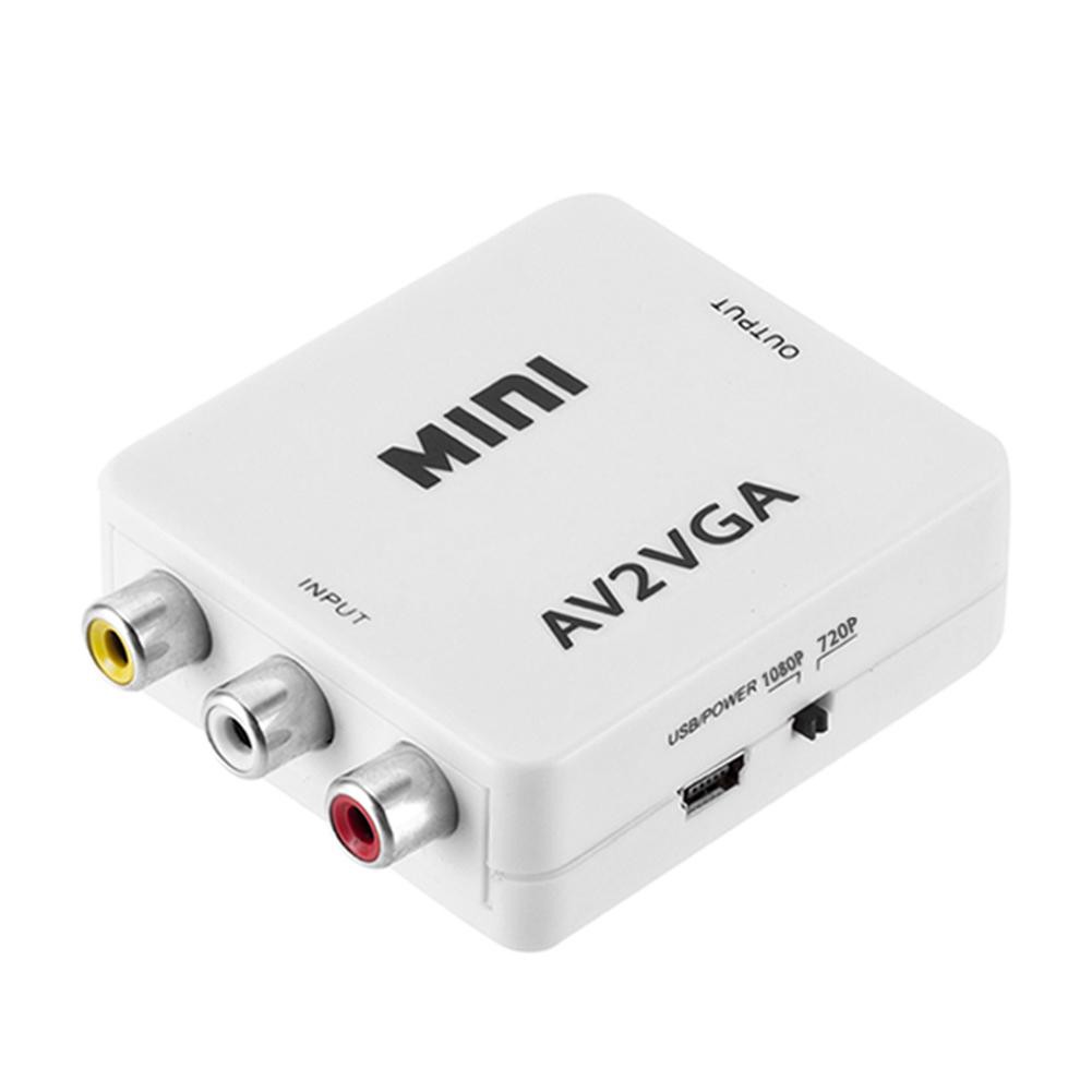 🌟Chất lượng cao nhất🍁Mini HD AV2VGA Video Converter Box AV RCA CVBS to VGA Video HDTV Adapter Home