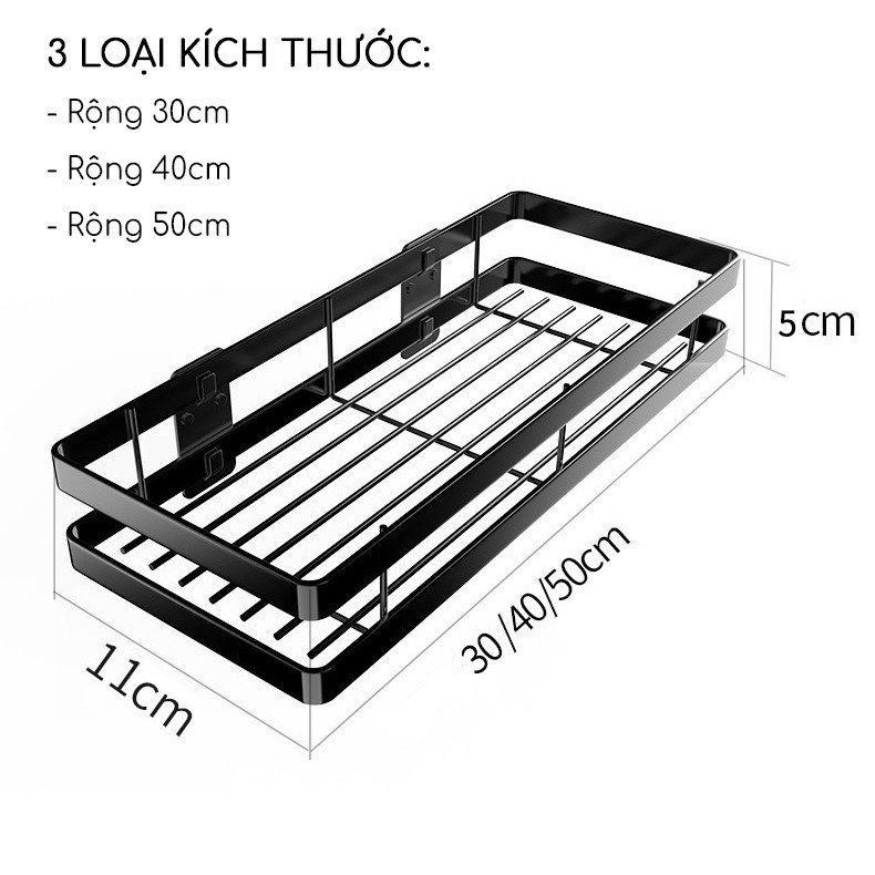 Kệ để gia vị Inox Đen Dán Tường gạch men tiện lợi gọn gàng bàn bếp Không cần khoan tường | BigBuy360 - bigbuy360.vn