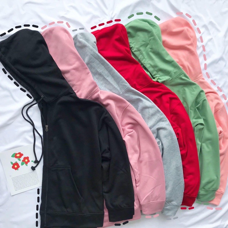 Áo Hoodie Zip Trơn Tay Dài Túi Bụng Ảnh+Clip Thật