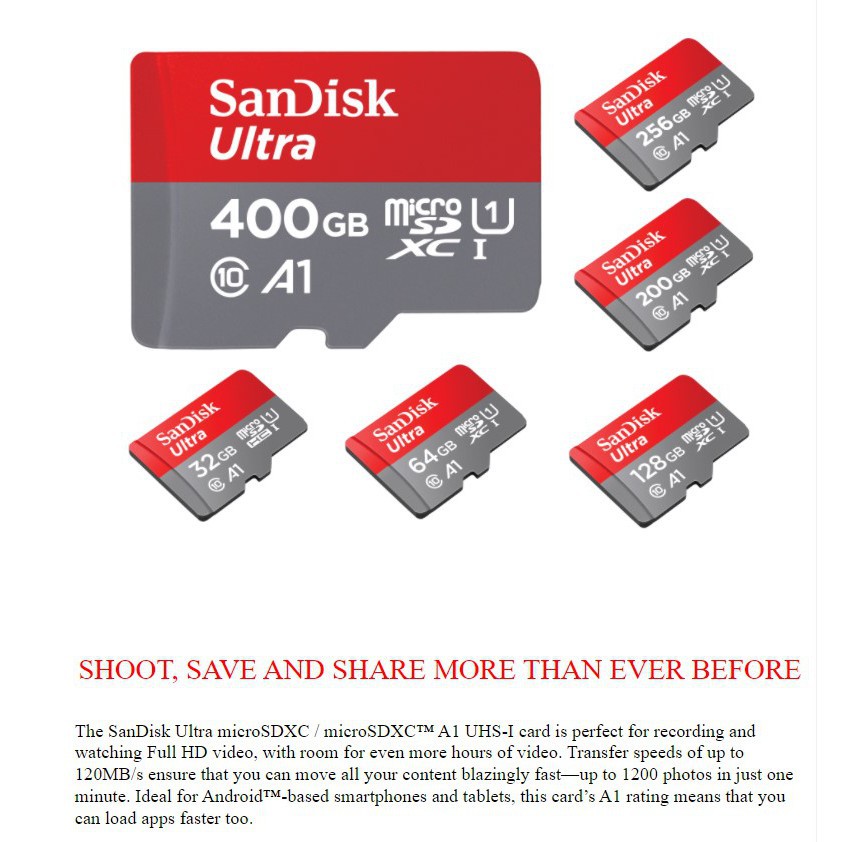 Thẻ nhớ SanDisk Ultra microSDHC / XC Class 10 100MB / s 32GB / 64GB / 128GB