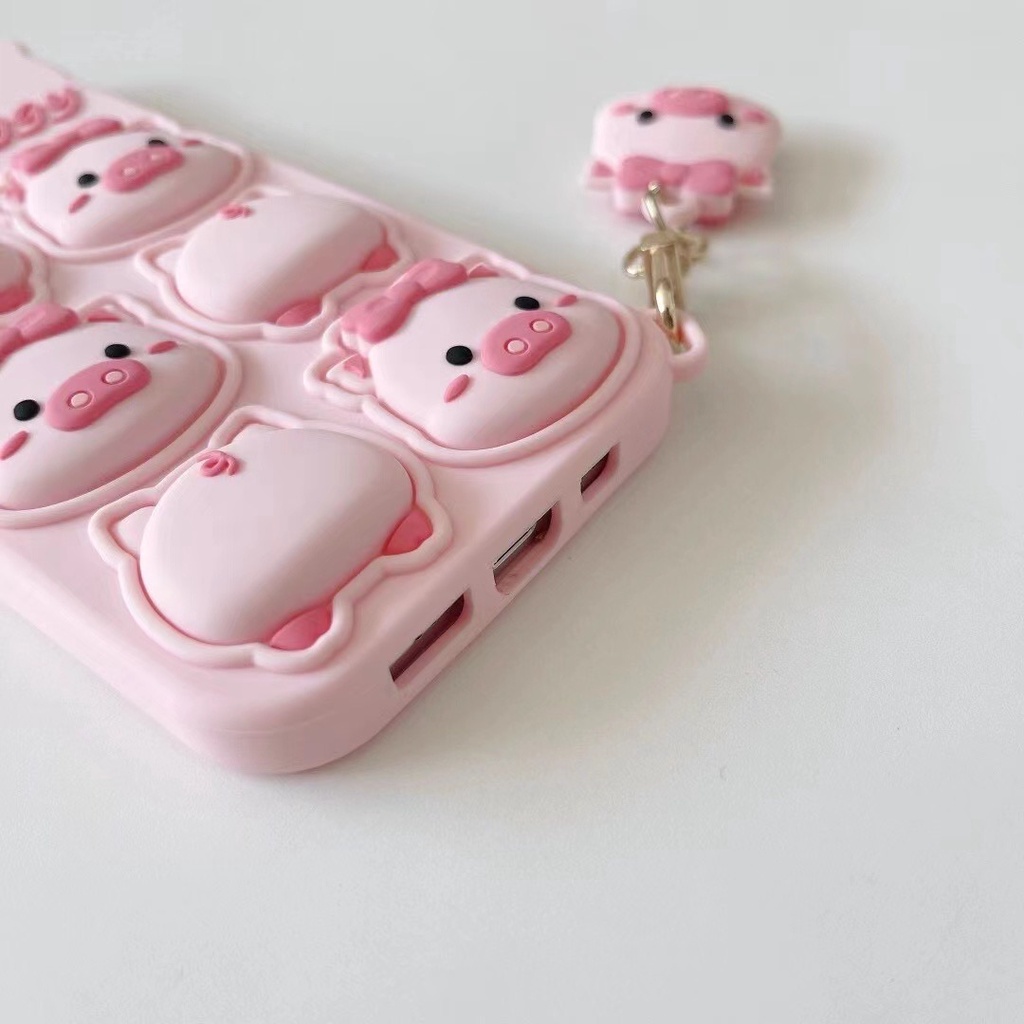 Ốp Điện Thoại Chống Sốc Hình Chú Heo Hồng Cho iPhone 13/12/11 Pro Max/Xr/Xs Max/6/7/8 Plus