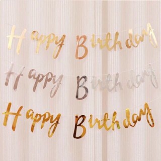 Dây chữ happy birthday thư pháp ép kim