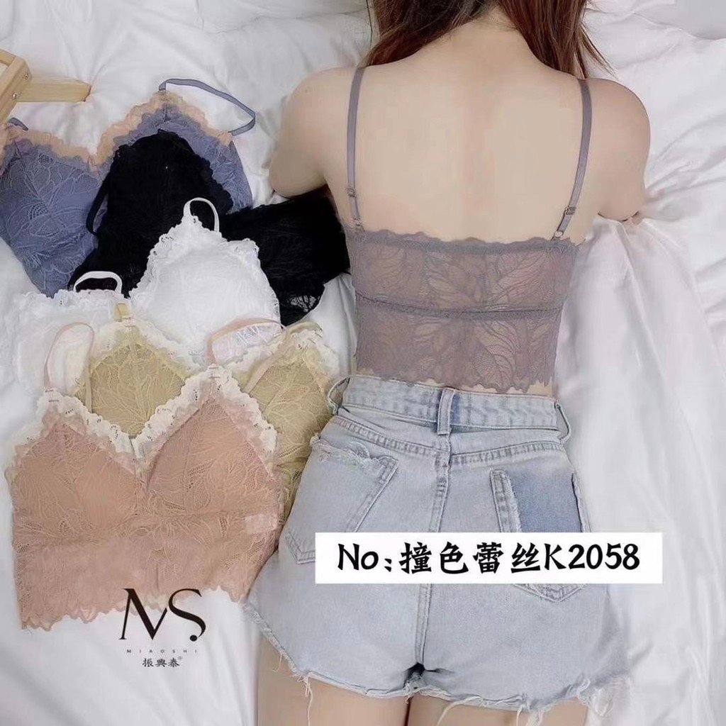 Áo lót nữ Bra 2058 ren sexy quyến rũ không gọng kèm đệm mút dáng crotop hàng xịn giá rẻ