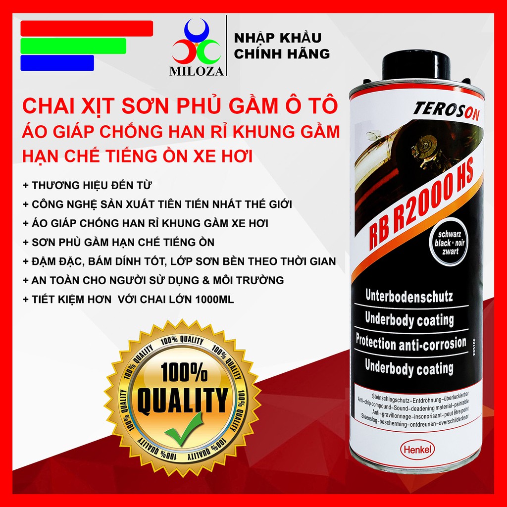 [HOT] Sơn Phủ Gầm Chống Ri TEROSON 1000ml - Hạn chế Tiếng Ồn, Đá Văng, Ngập Nước - Công Nghệ Hà Lan - MILOZA Nhập Khẩu