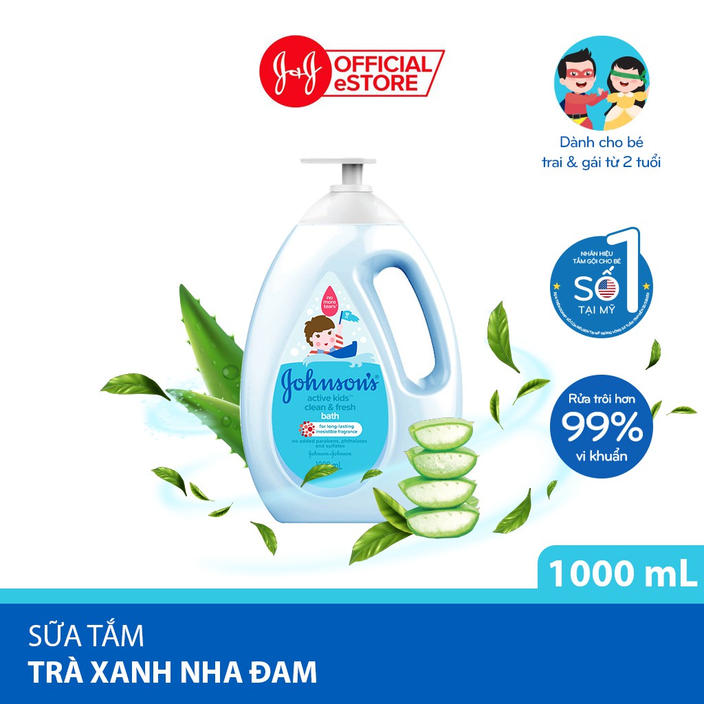 Bộ sản phẩm thơm mát năng động Sữa tắm Johnson's Active Kids 1000ml và Dầu gội Johnson's Active Kids 500ml - 540017254