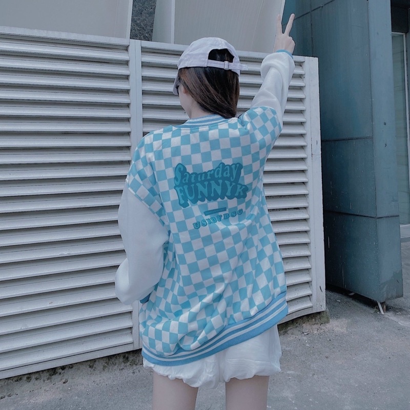 Áo khoác Bomber caro unisex nam nữ