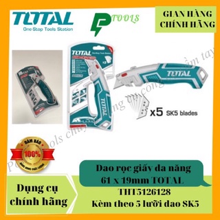 Dao rọc giấy cao cấp đa năng total tht5126128 lưỡi dao 61x19mm kèm theo 6 lưỡi nhựa abs cứng chắc cắt giấy rọc băng keo