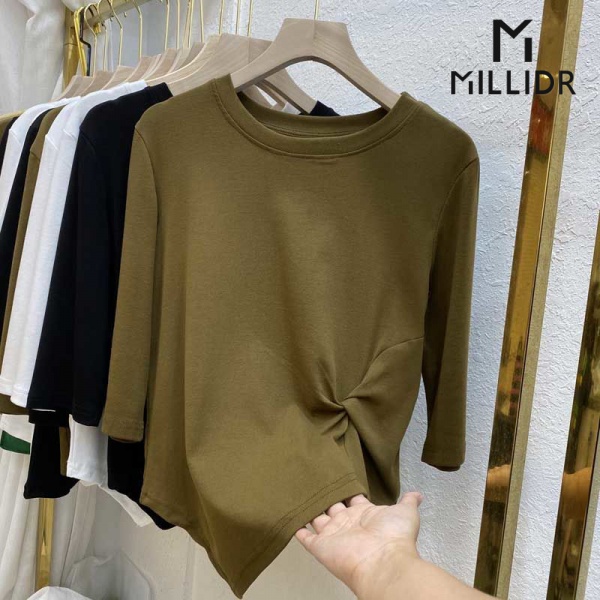 Áo Thun Nữ Tay Dài Cổ Tròn Phong Cách Châu Âu Cá Tính