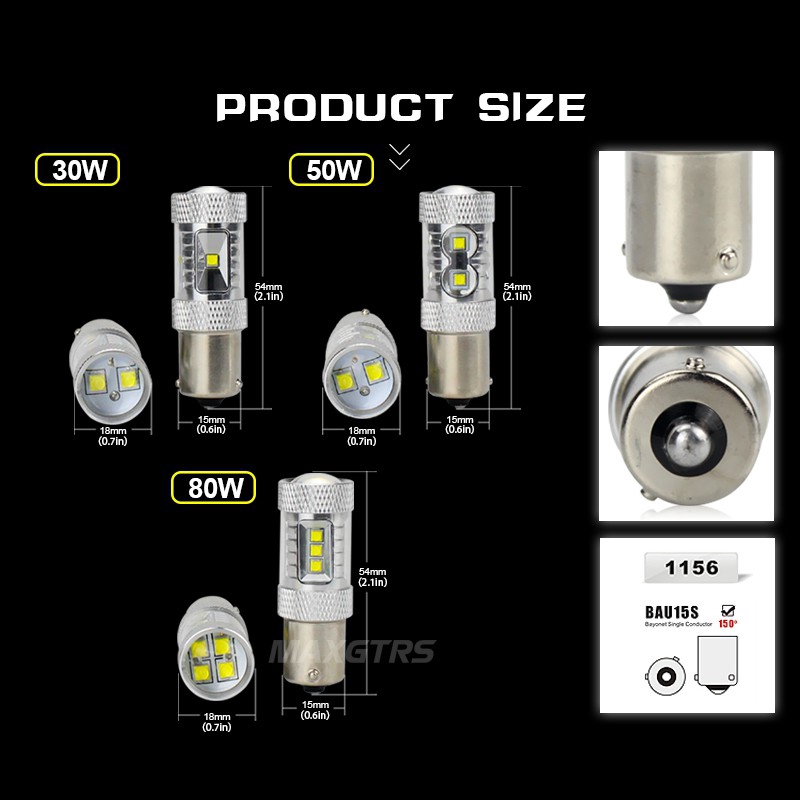Đèn Led Ban Ngày MAXGTRS Bau15S Py21W Led Cree Chip S25 1156 Drl