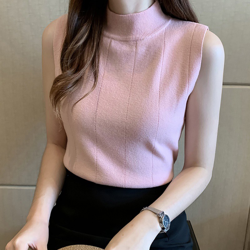 Áo Len Cổ Lọ Không Tay Thời Trang Dành Cho Nữ