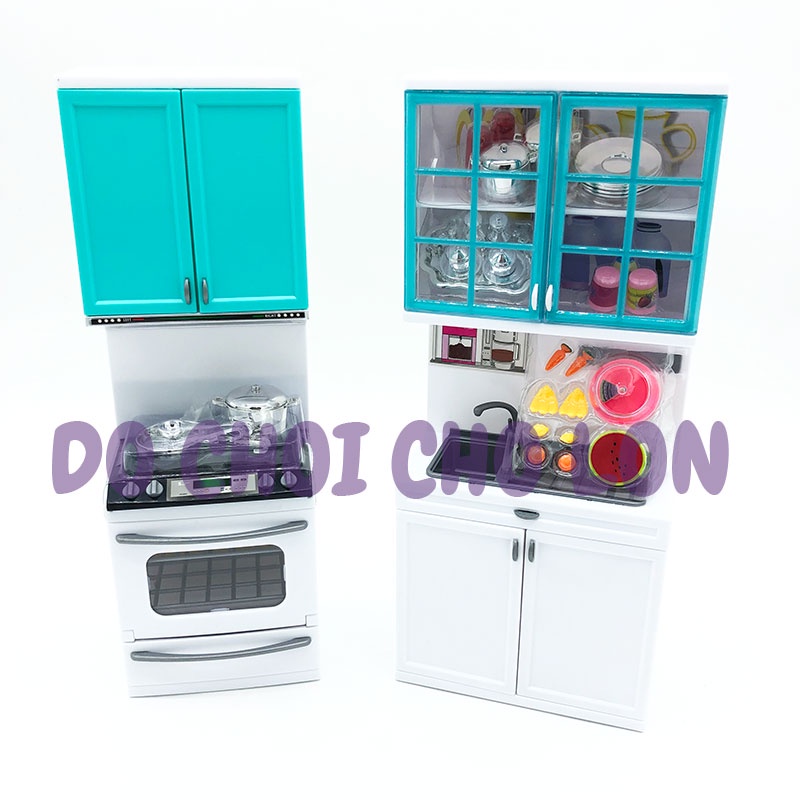 Đồ chơi nhà bếp pin 2 ngăn XANH play at home: bồn rửa,lò nướng QF26214G