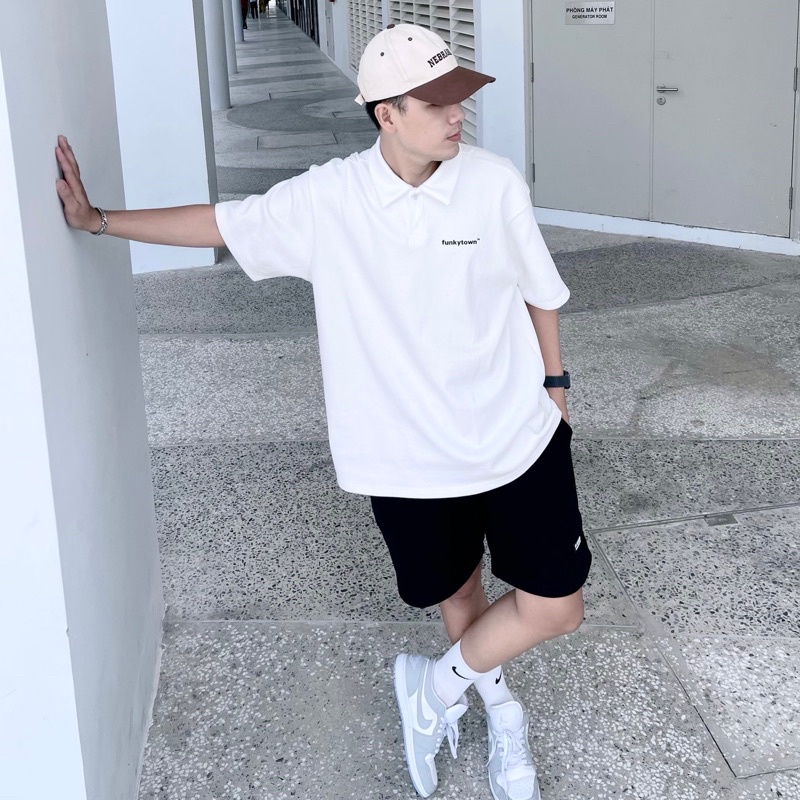 ÁO THUN POLO NAM NỮ UNISEX VẢI COTTON NGẮN TAY MÀU TRẮNG FUNKY