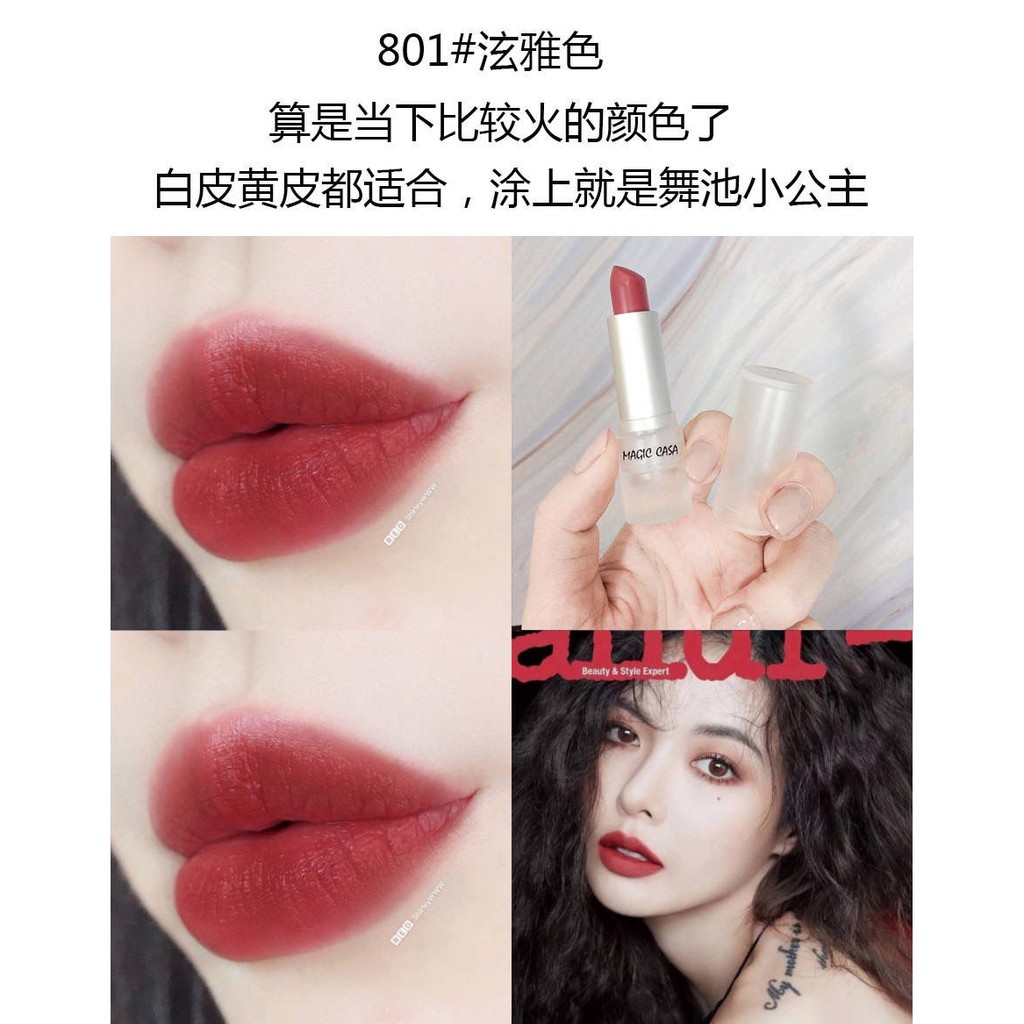 Son môi nhung mịn MAGIC CASA bền màu chống thấm nước độc đáo 6 màu tuỳ chọn | BigBuy360 - bigbuy360.vn