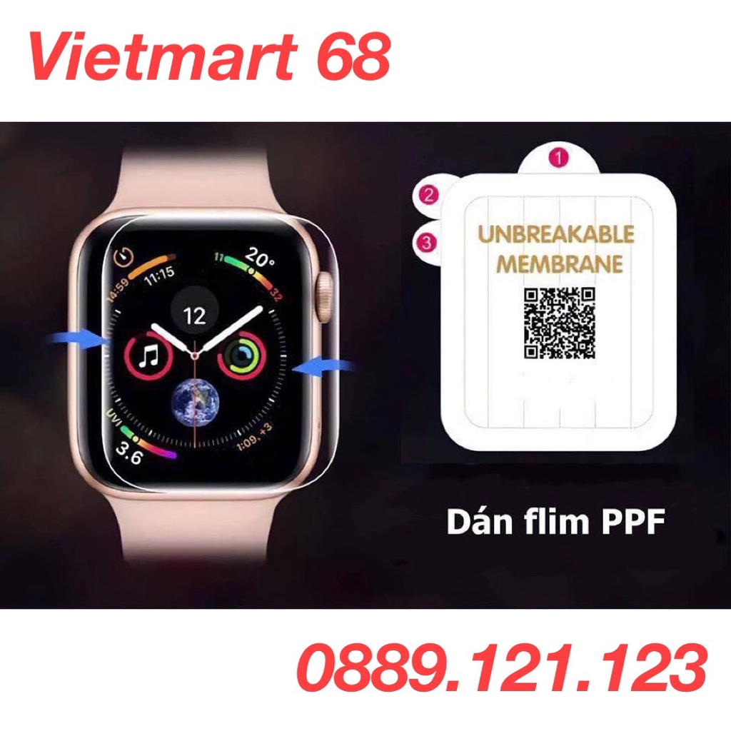 Dán PPF Apple Watch Series 1/2/3/4/5/6/7/SE Chống Trầy Xước Màn Hình - Tặng Kèm Bộ Khăn Lau 1-2