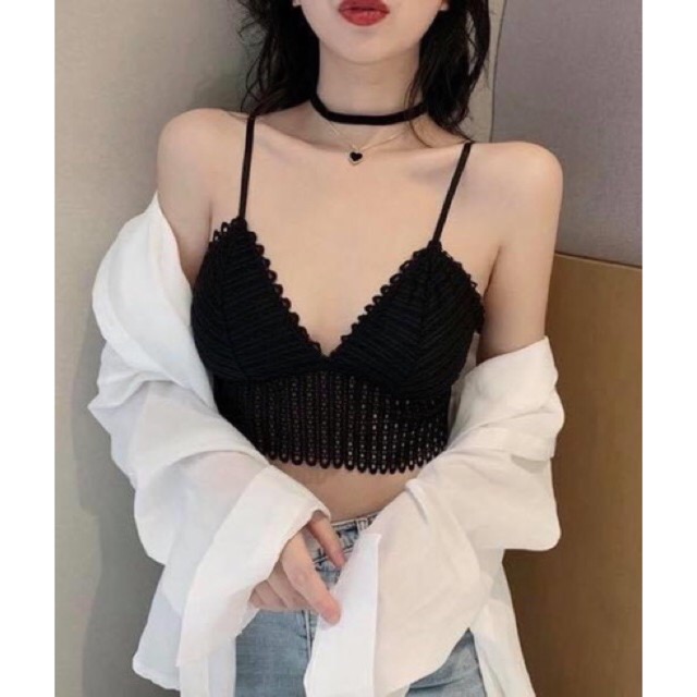 ÁO BRA LEN TĂM HỞ LƯNG KHOÉT LƯNG CHỮ U SIÊU HÓT Áo lót ngực sexy bra ren hai dây siêu hot ms384
