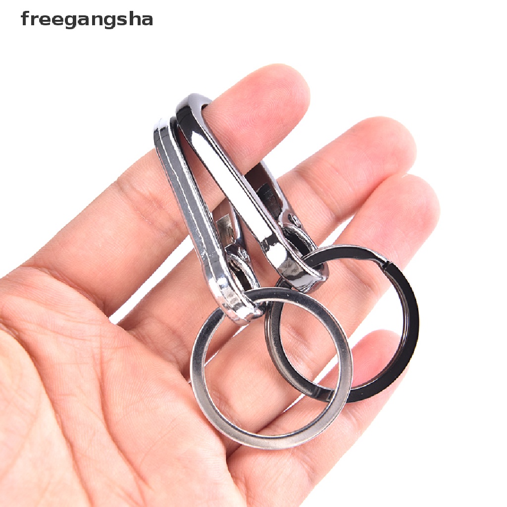 [FREG] 2pcs Stainless Steel Keychain Buckle Anti-lost Waist Belt Clip Keyring Buckles FDH