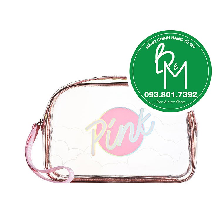 (275) - Túi mỹ phẩm trong suốt chữ Pink cực đẹp, KT: 24x15cm - Victoria's Secret USA