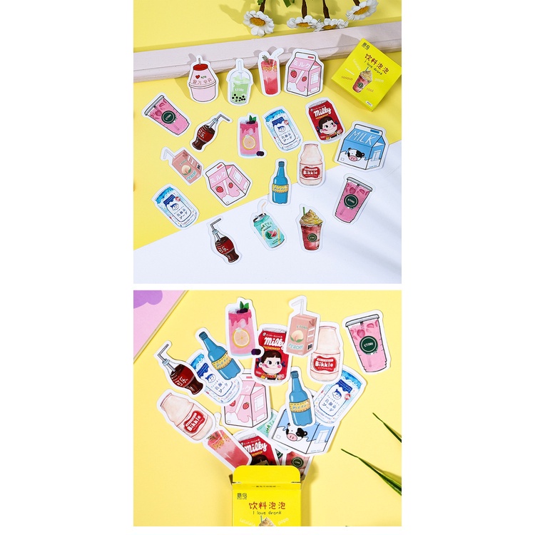 Set 46 hình dán trang trí sổ tay hình bình sữa xinh xắn